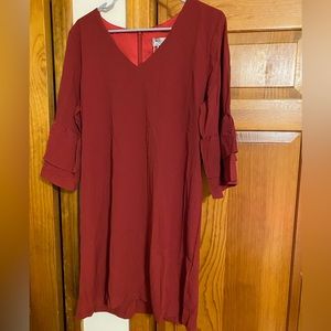 BELONGSCI Women's Dress Sweet & Cute V-Neck Bell Sleeve Shift Dress Mini Dress